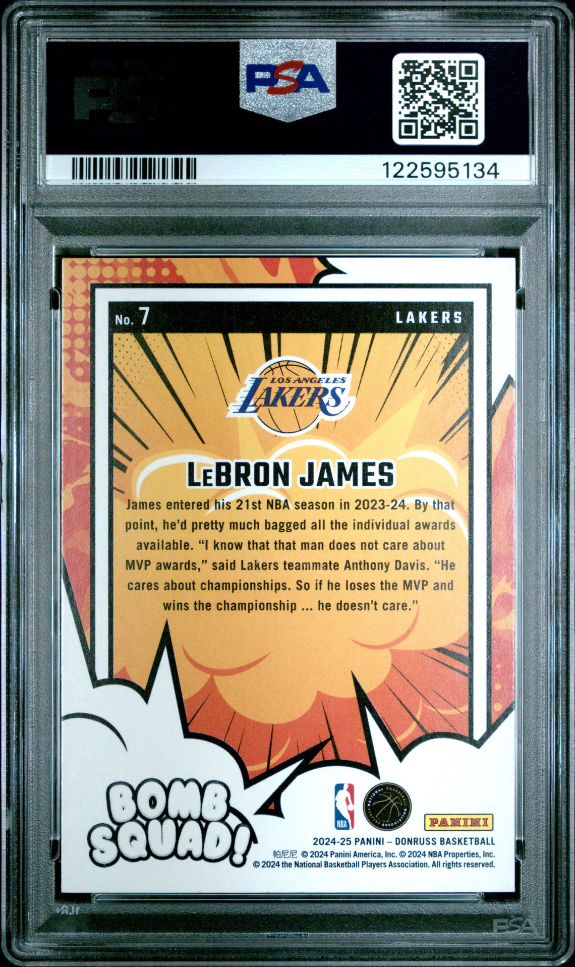 2024 Panini Donruss Bomb Squad Lebron James #7 Mint 9 back