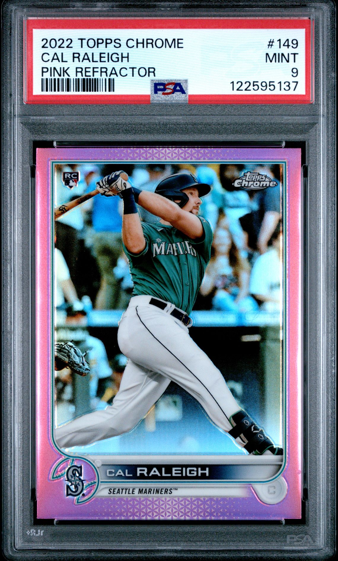 2022 Topps Chrome Cal Raleigh #149 (Pink Refractor) Mint 9 front