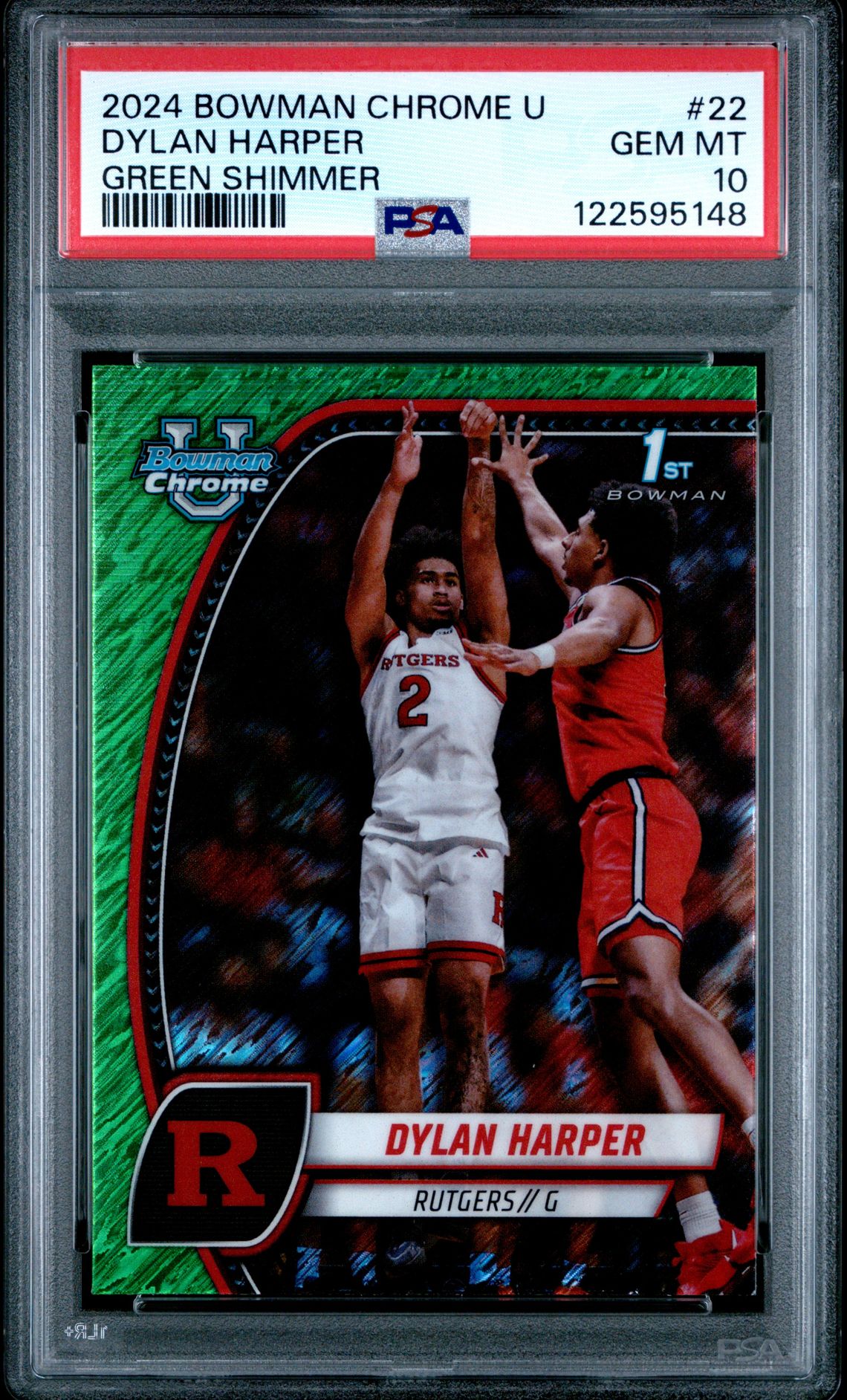 2024 Bowman Chrome University Dylan Harper #22 (Green Shimmer) Gem Mt 10 front