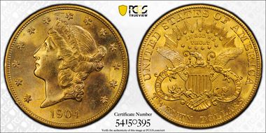 1904 $20 MS64+