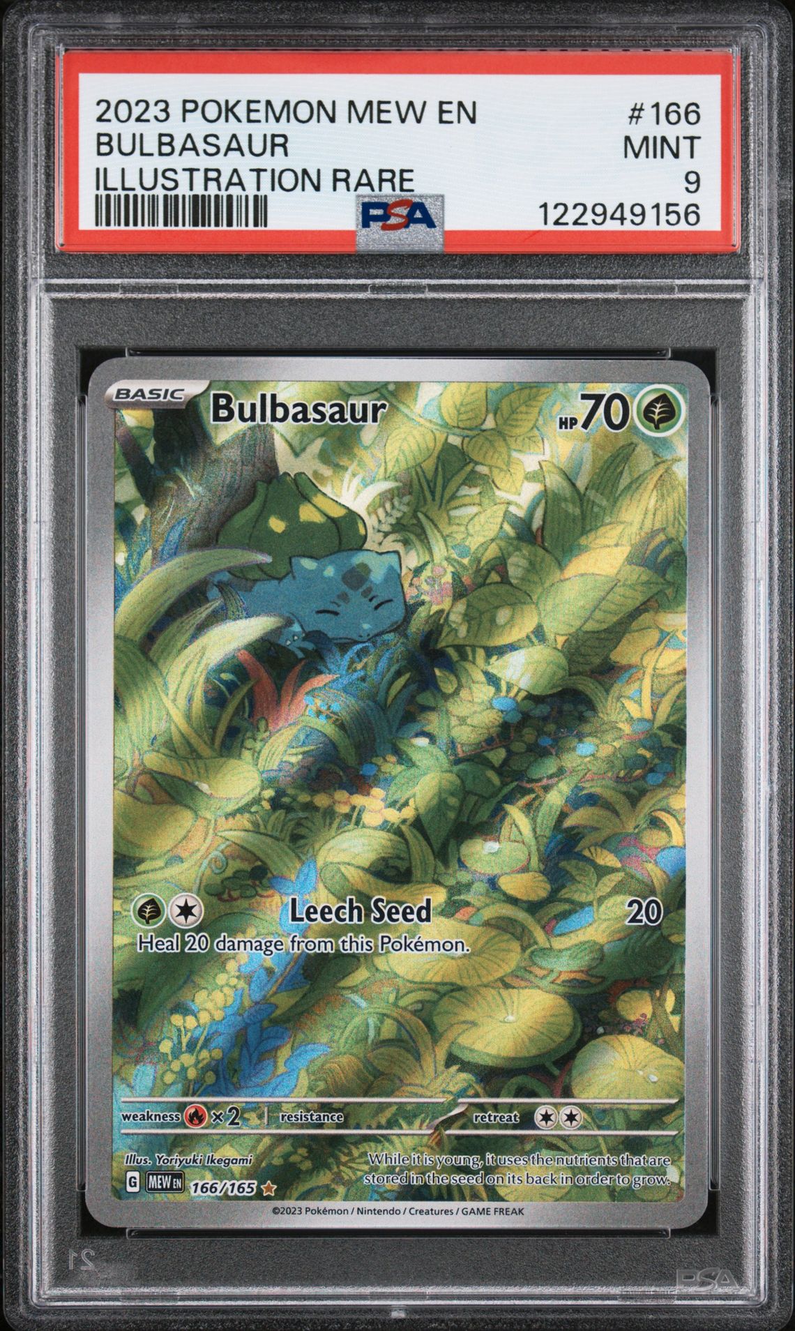 2023 Pokemon Mew En-151 Bulbasaur #166 (Illustration Rare) Mint 9 front