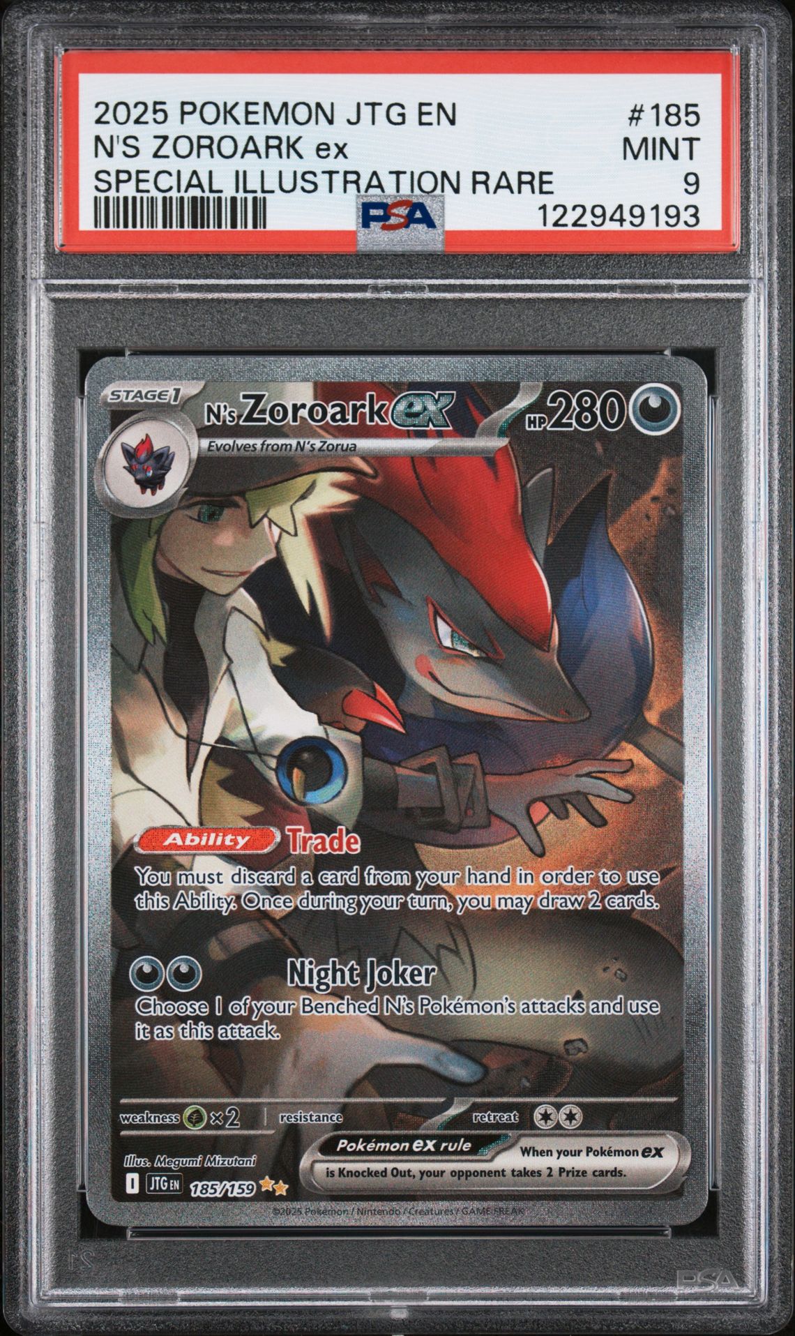 2025 Pokemon Jtg En-Journey Together N's Zoroark Ex #185 (Special Illustration Rare) Mint 9 front