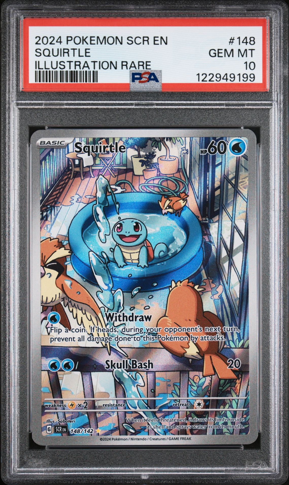 2024 Pokemon Scr En-Stellar Crown Squirtle #148 (Illustration Rare) Gem Mt 10 front