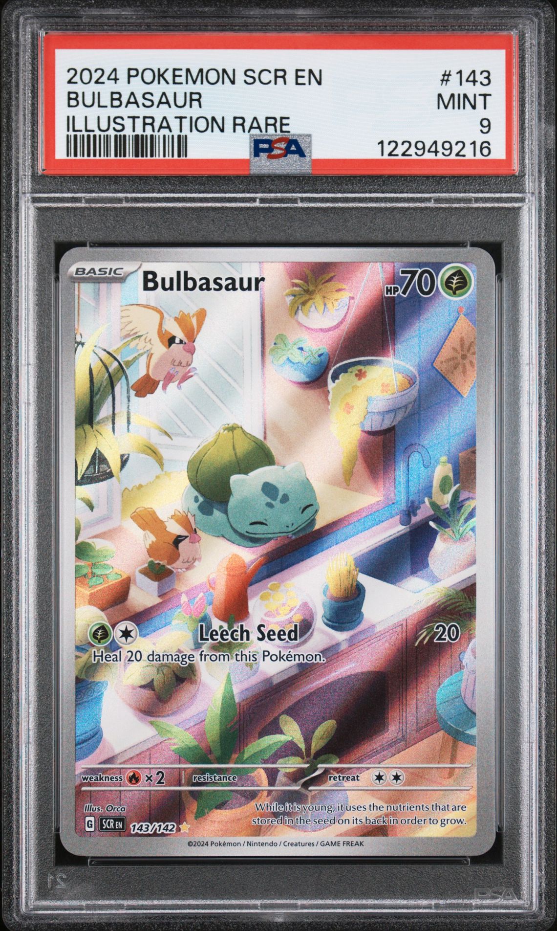 2024 Pokemon Scr En-Stellar Crown Bulbasaur #143 (Illustration Rare) Mint 9 front