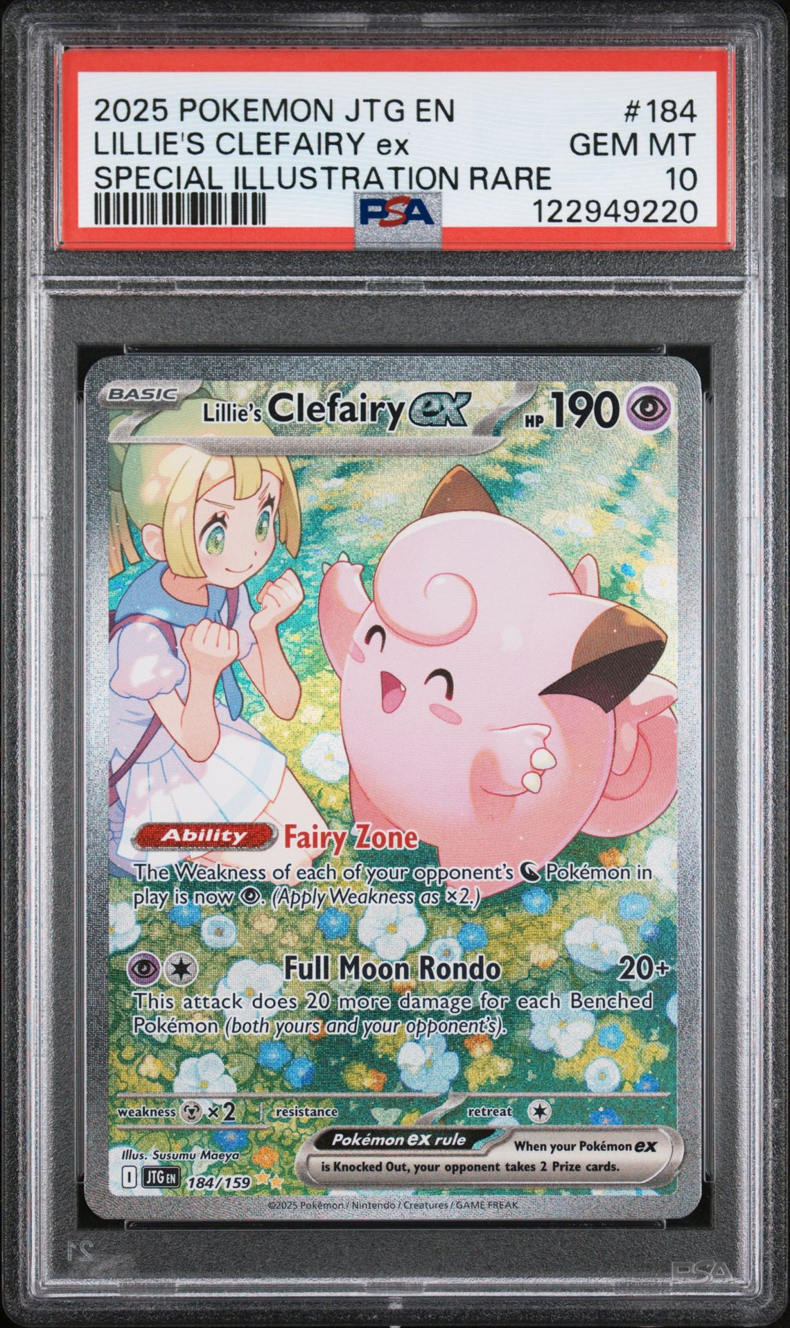 2025 Pokemon Jtg En-Journey Together Lillie's Clefairy Ex #184 (Special Illustration Rare) Gem Mt 10 front