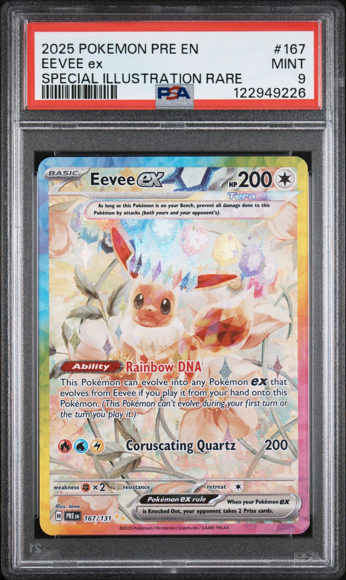 2025 Pokemon Pre En-Prismatic Evolutions Eevee Ex #167 (Special Illustration Rare) Mint 9 front