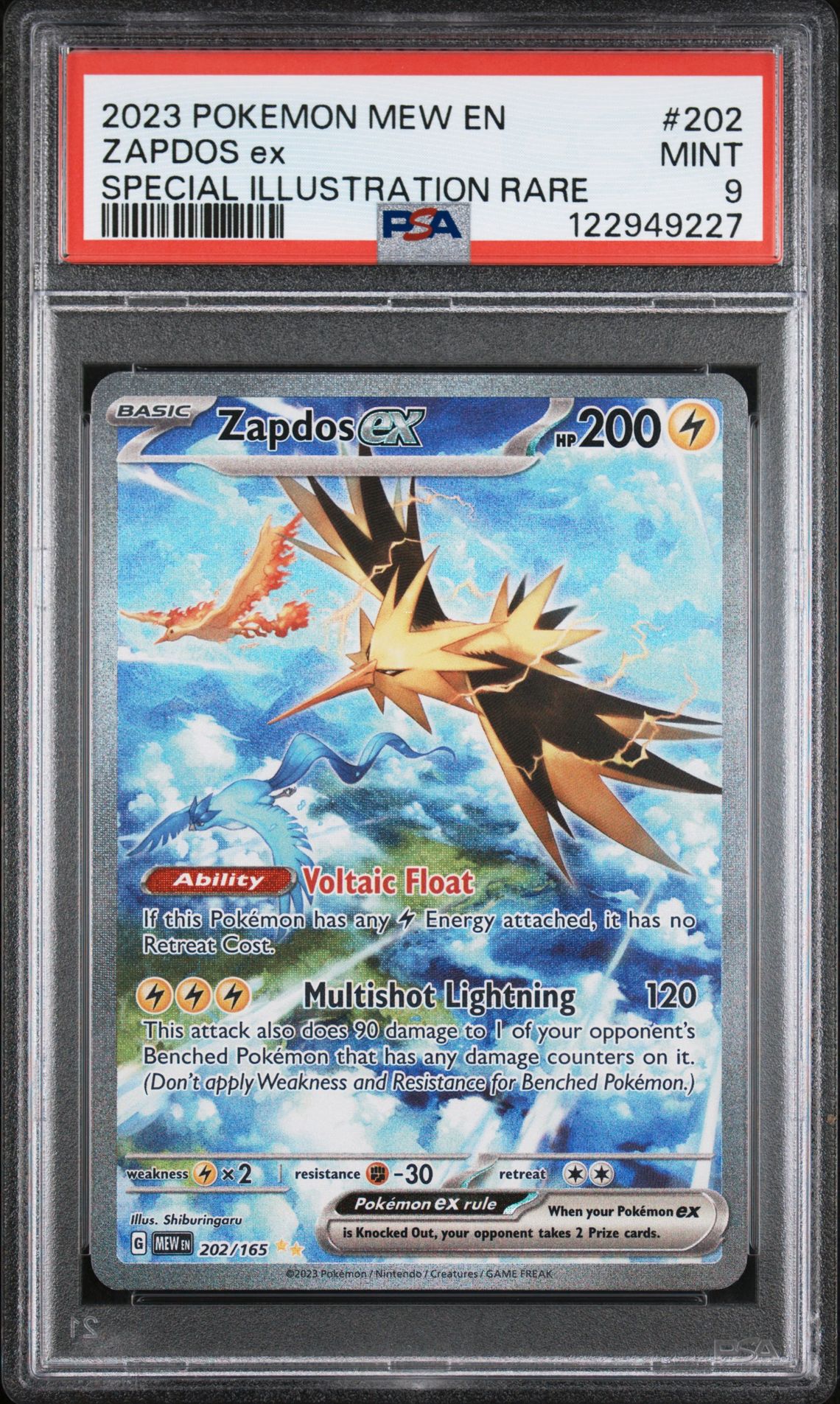 2023 Pokemon Mew En-151 Zapdos Ex #202 (Special Illustration Rare) Mint 9 front