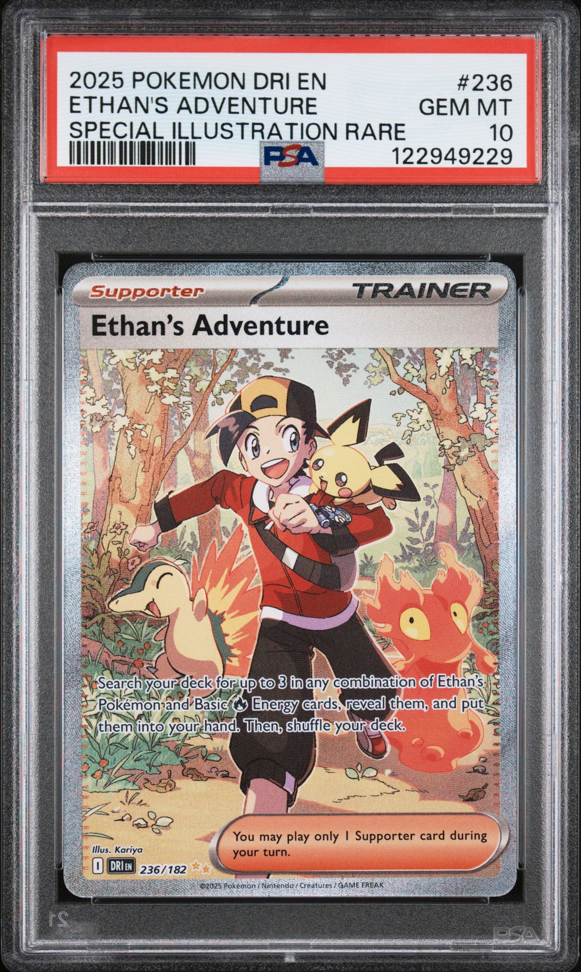 2025 Pokemon Dri En-Destined Rivals Ethan's Adventure #236 (Special Illustration Rare) Gem Mt 10 front