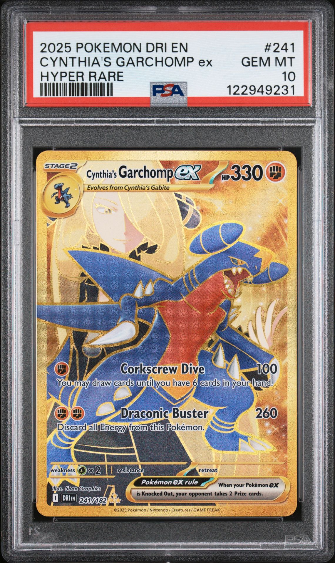 2025 Pokemon Dri En-Destined Rivals Cynthia's Garchomp Ex #241 (Hyper Rare) Gem Mt 10 front