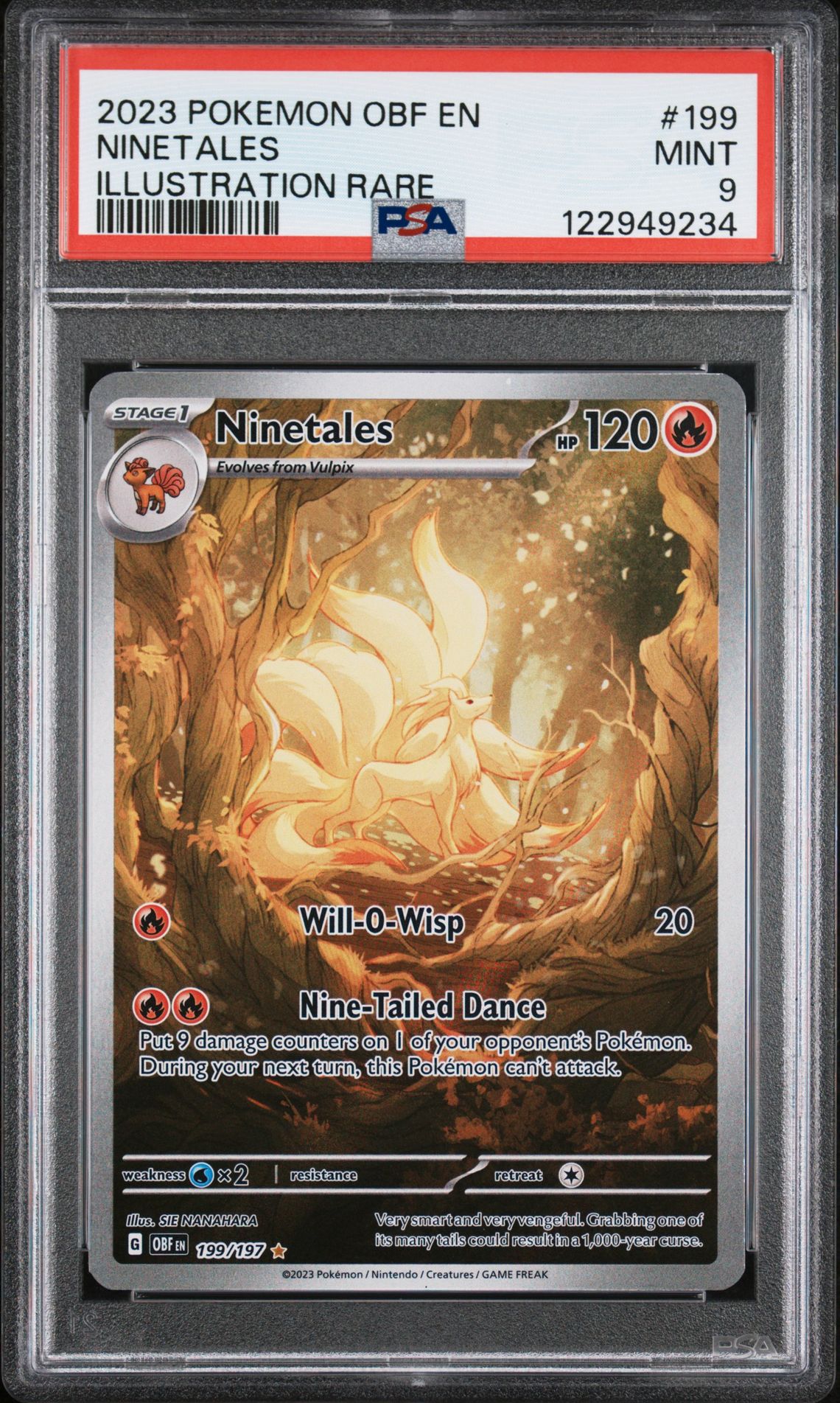 2023 Pokemon Obf En-Obsidian Flames Ninetales #199 (Illustration Rare) Mint 9 front