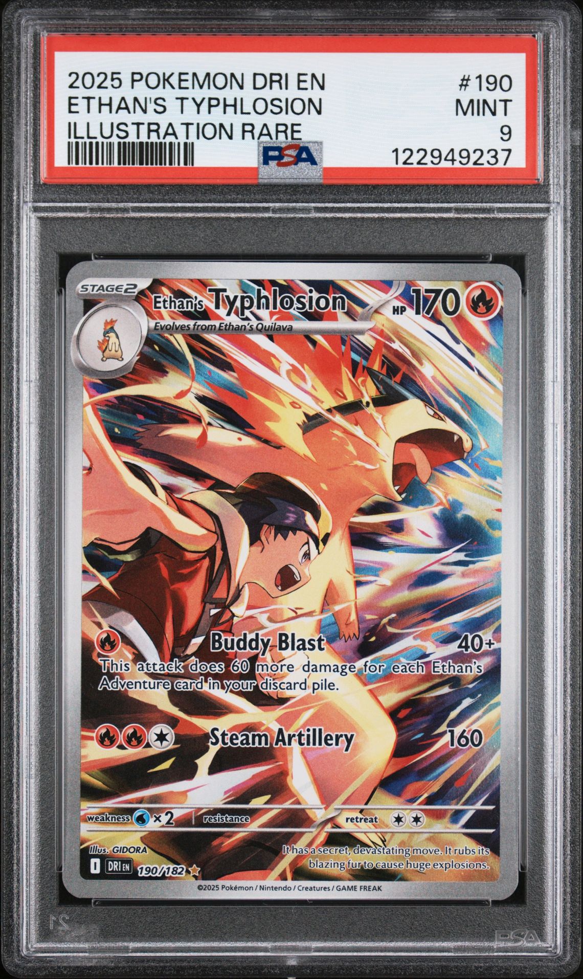 2025 Pokemon Dri En-Destined Rivals Ethan's Typhlosion #190 (Illustration Rare) Mint 9 front
