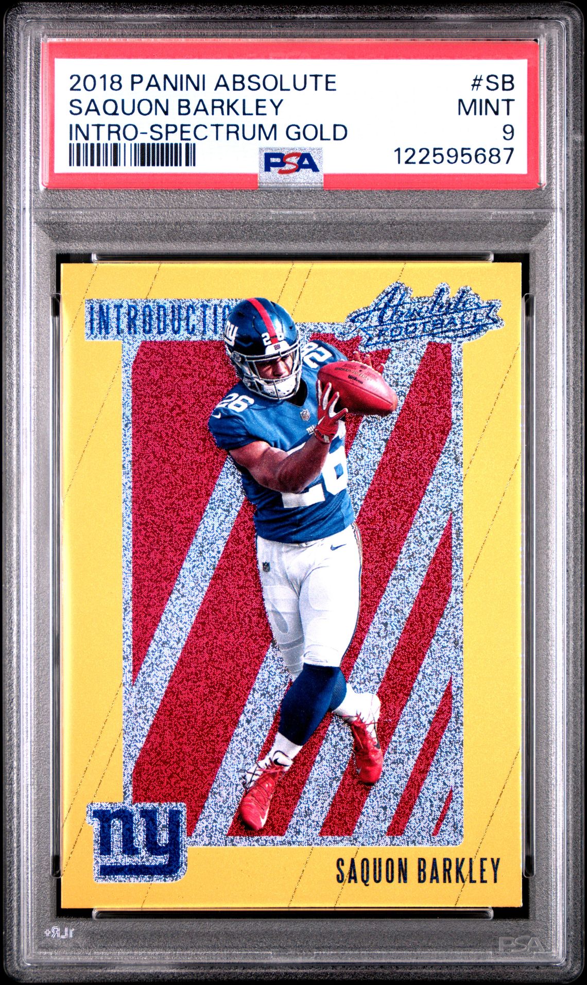 2018 Panini Absolute Introductions Saquon Barkley #Sb (Intro-Spectrum Gold) Mint 9 front