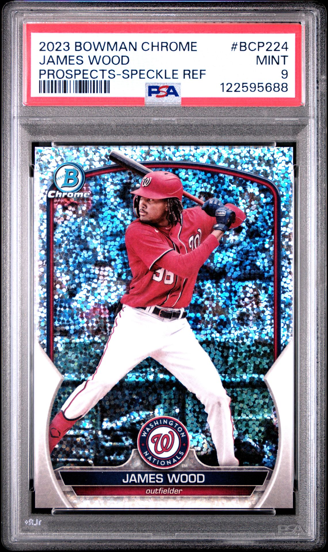 2023 Bowman Chrome Prospects James Wood #Bcp224 (Prospects-Speckle Ref) Mint 9 front