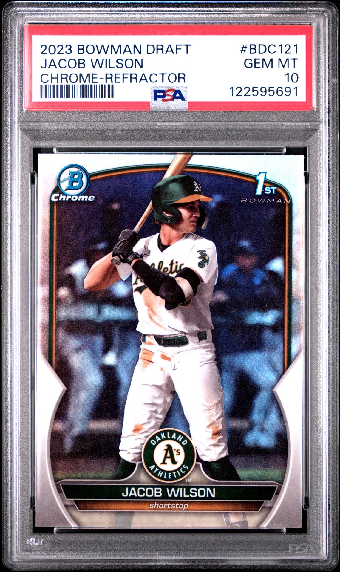 2023 Bowman Draft Jacob Wilson #Bdc121 (Chrome-Refractor) Gem Mt 10 front