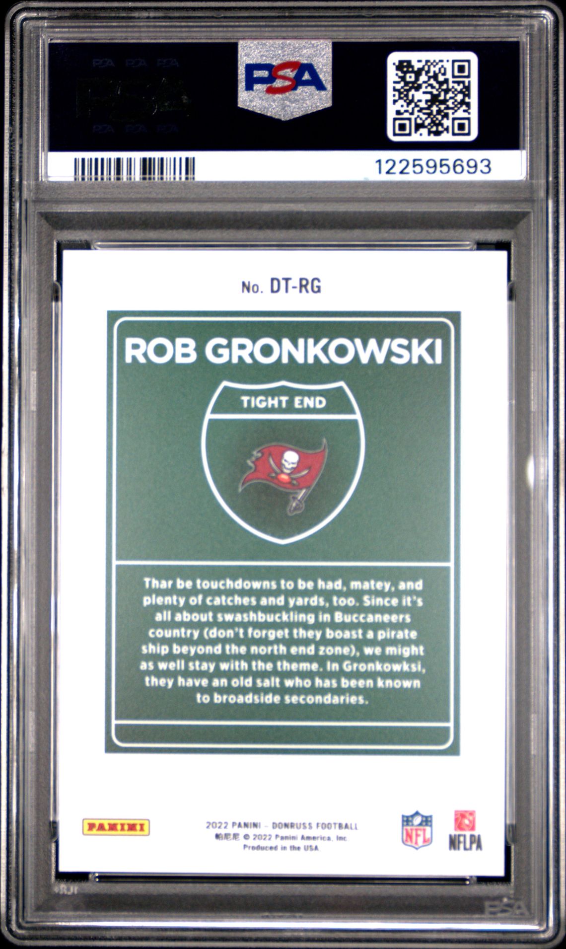2022 Panini Donruss Downtown Rob Gronkowski #Dtrg (Downtown!) Mint 9 back