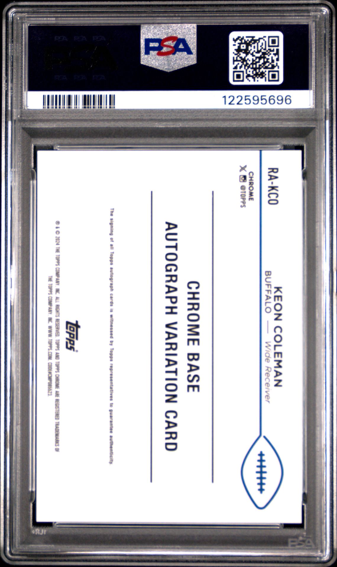 2024 Topps Chrome Rookie Autographs Variations Keon Coleman #Rakco (Rookie Auto-Gold Geometric) Mint 9 back