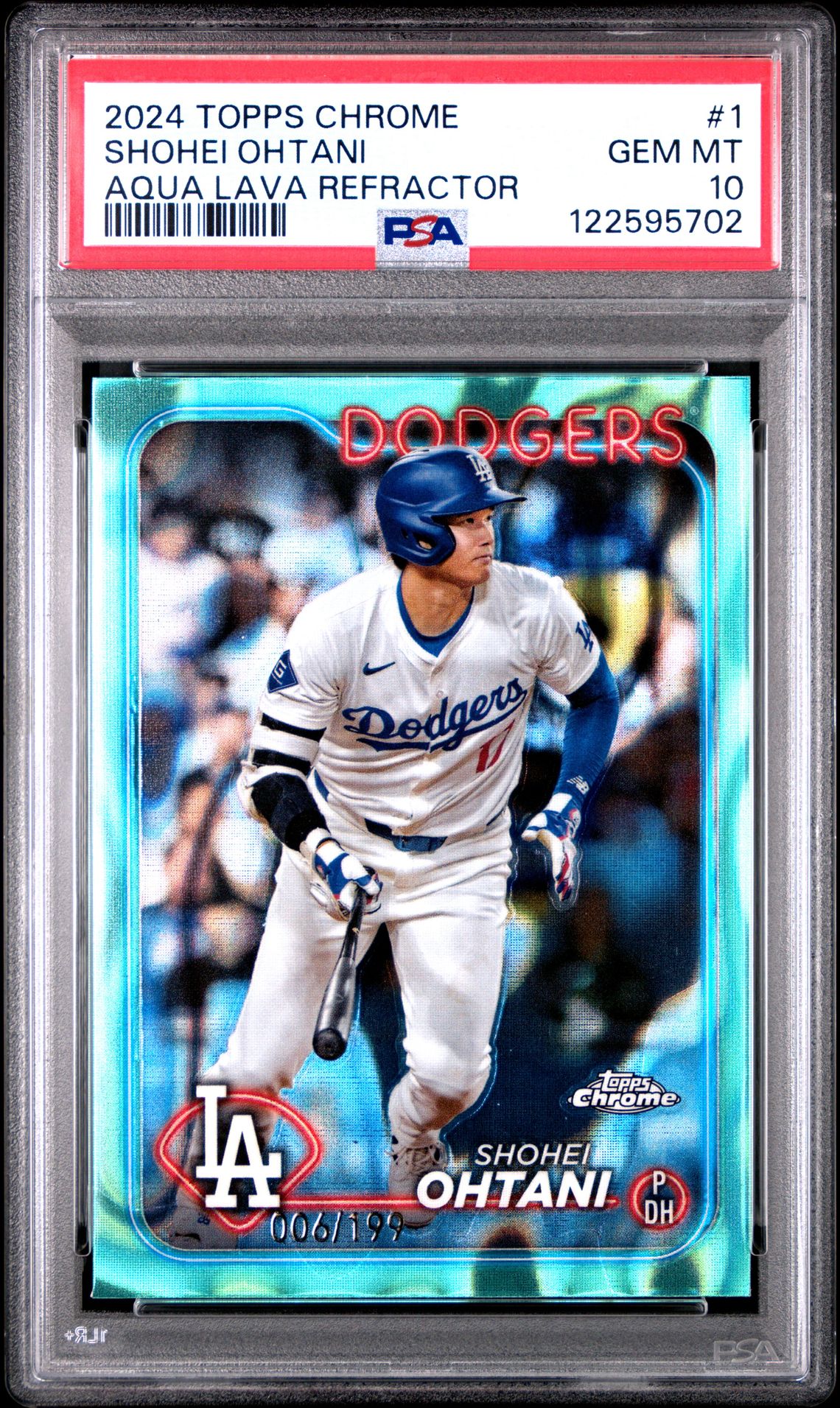 2024 Topps Chrome Shohei Ohtani #1 (Aqua Lava Refractor) Gem Mt 10 front