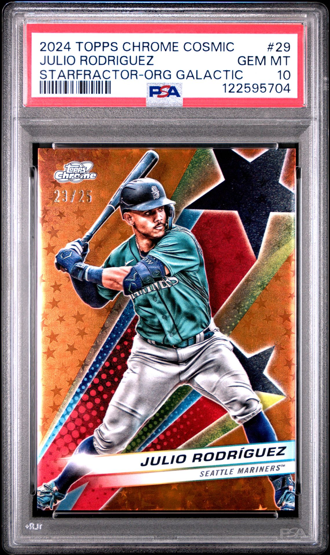2024 Topps Chrome Cosmic Starfractor Julio Rodriguez #29 (Starfractor-Org Galactic) Gem Mt 10 front