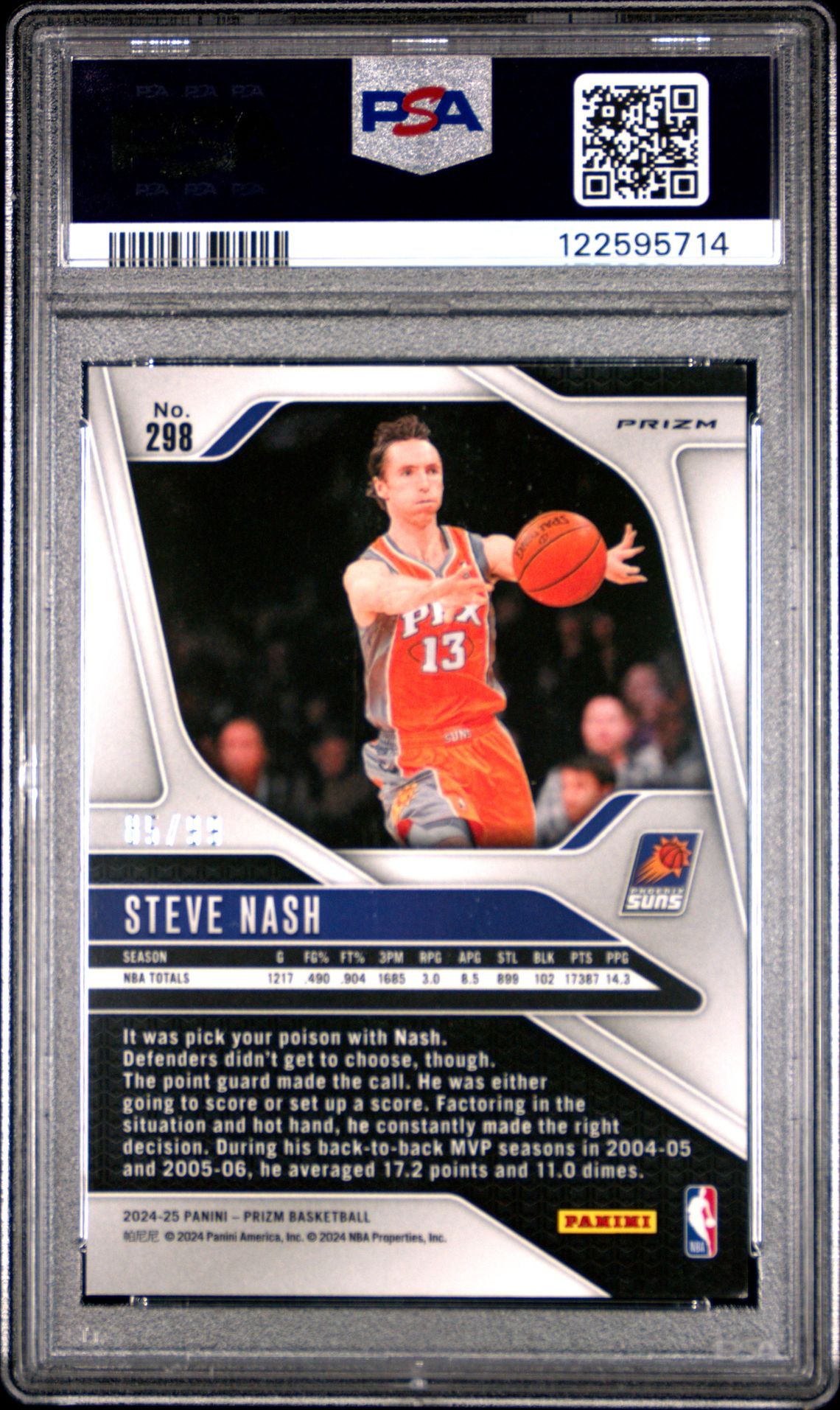 2024 Panini Prizm Steve Nash #298 (Blue Pulsar) Nm-Mt 8 back
