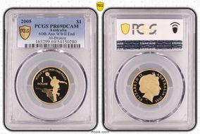 2005 $1 End of WWII - Dancing Man Al-Bronze PR69DCAM