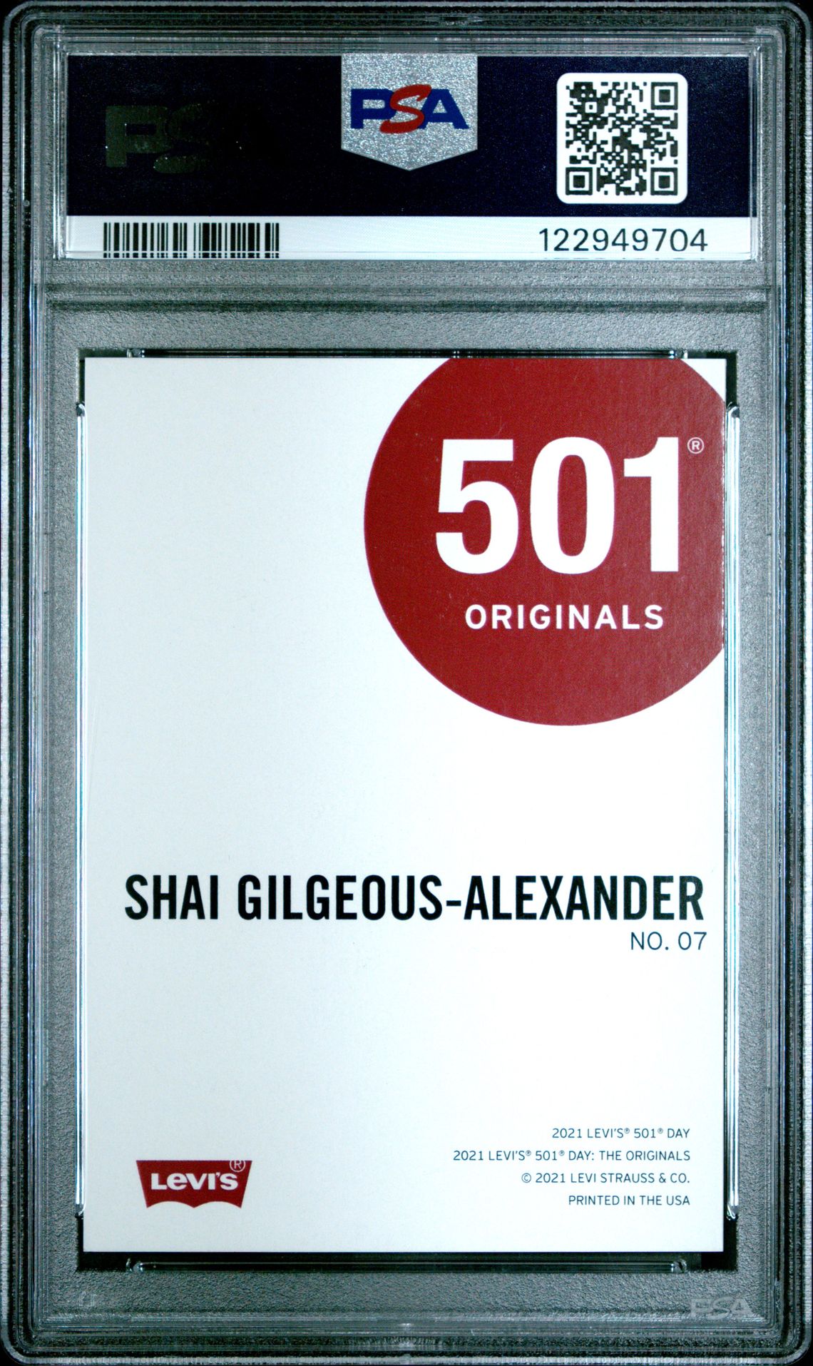 2021 Levi's 501 Originals S.gilgeous-Alexander #7 Nm-Mt 8 back