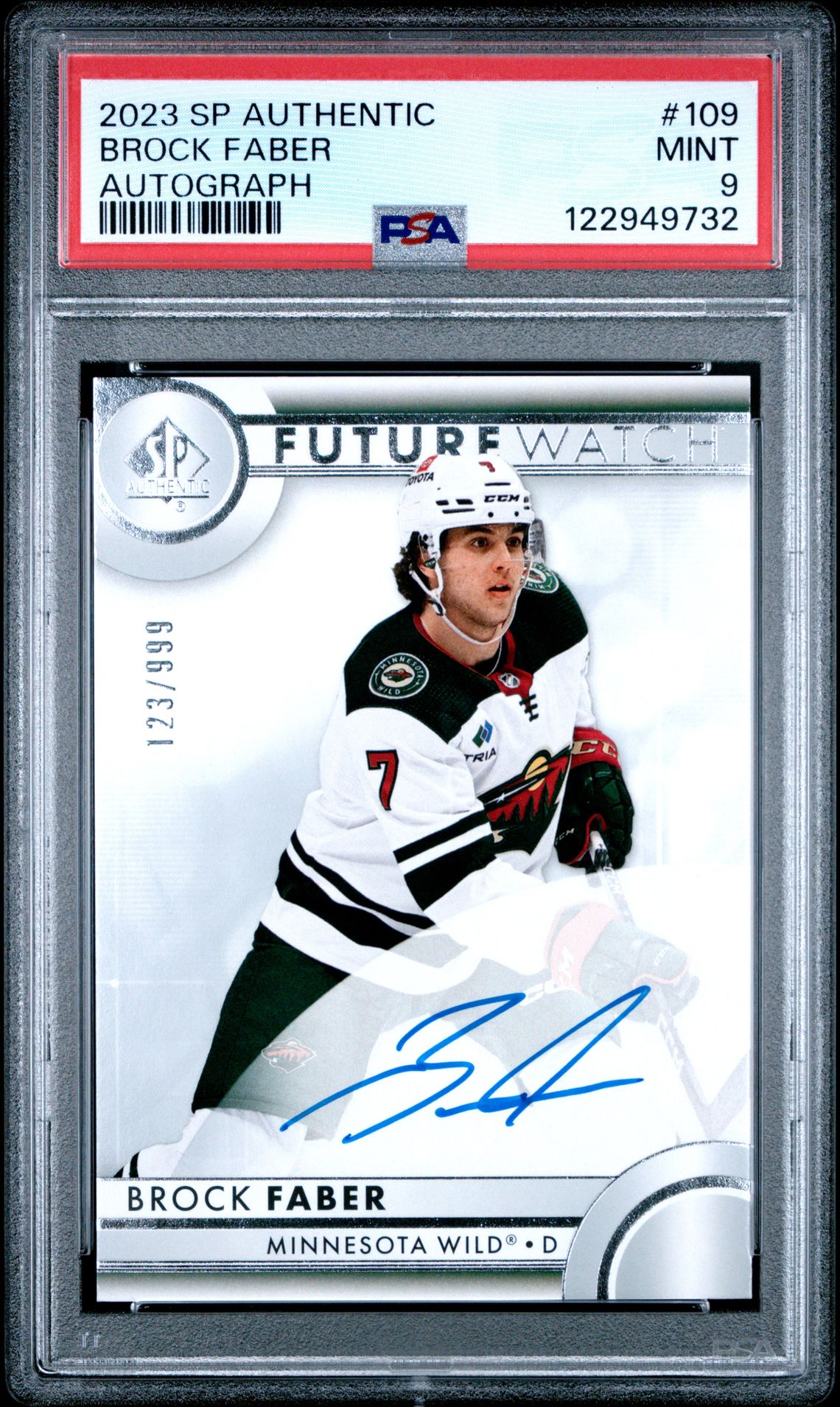 2023 Sp Authentic Brock Faber #109 (Autograph) Mint 9 front