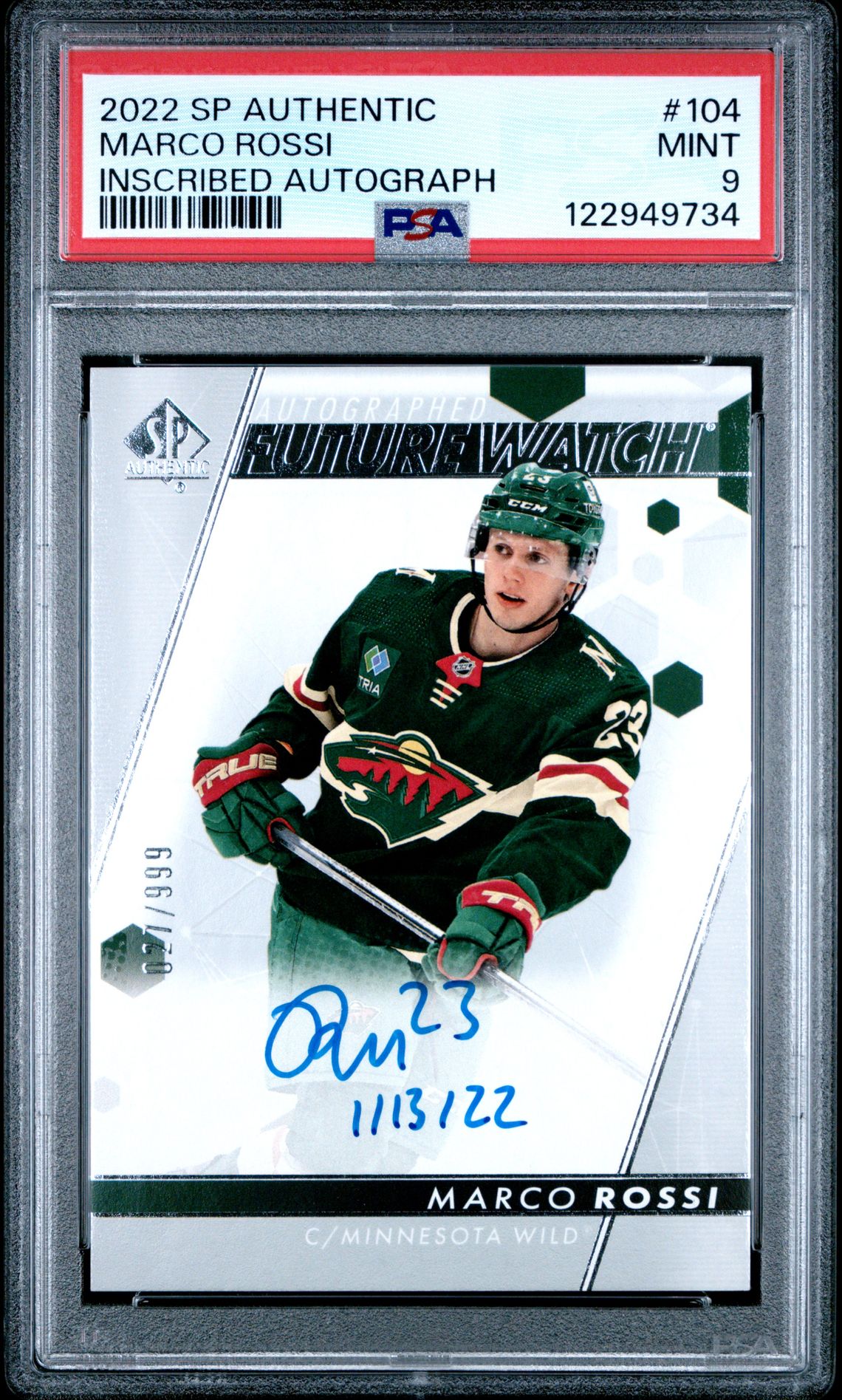 2022 Sp Authentic Marco Rossi #104 (Inscribed Autograph) Mint 9 front