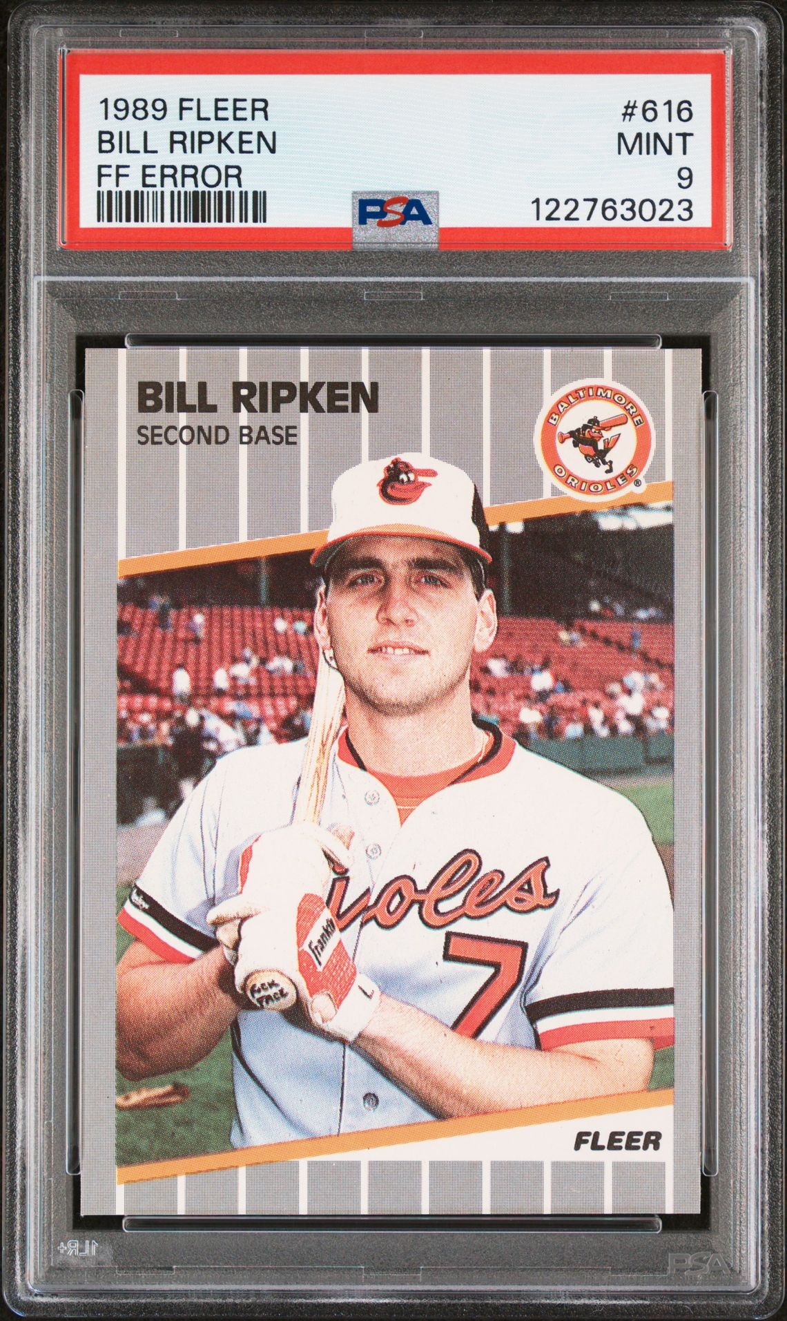 1989 Fleer Bill Ripken #616 (Ff Error) Mint 9 front