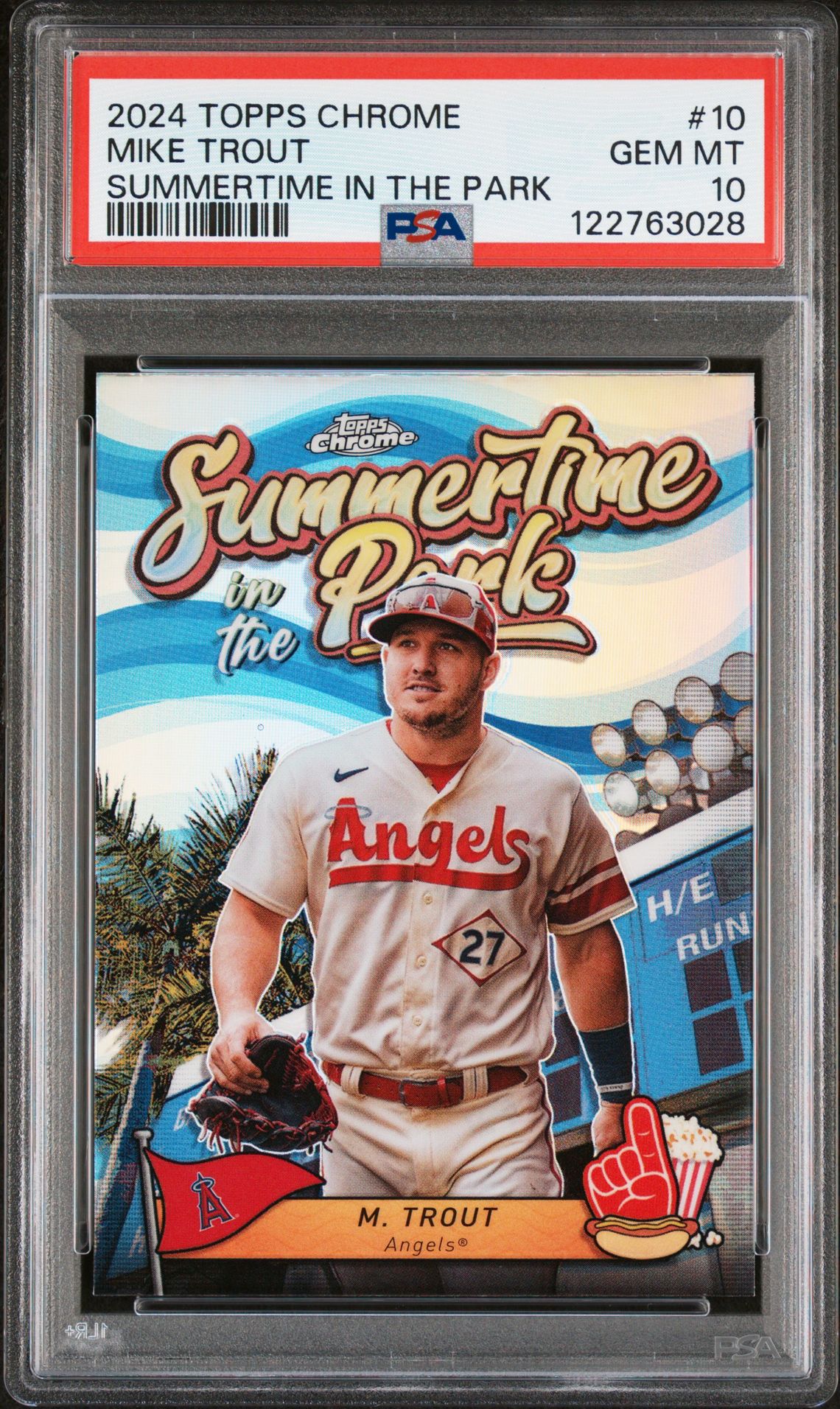 2024 Topps Chrome Summertime In The Park Mike Trout #10 Gem Mt 10 front
