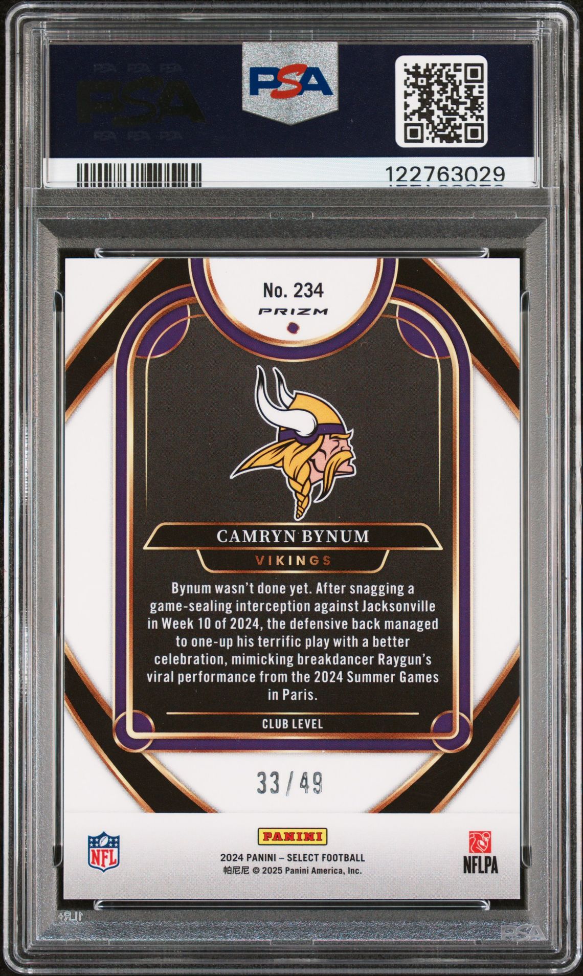 2024 Panini Select Camryn Bynum #234 (Red Prizm) Mint 9 back