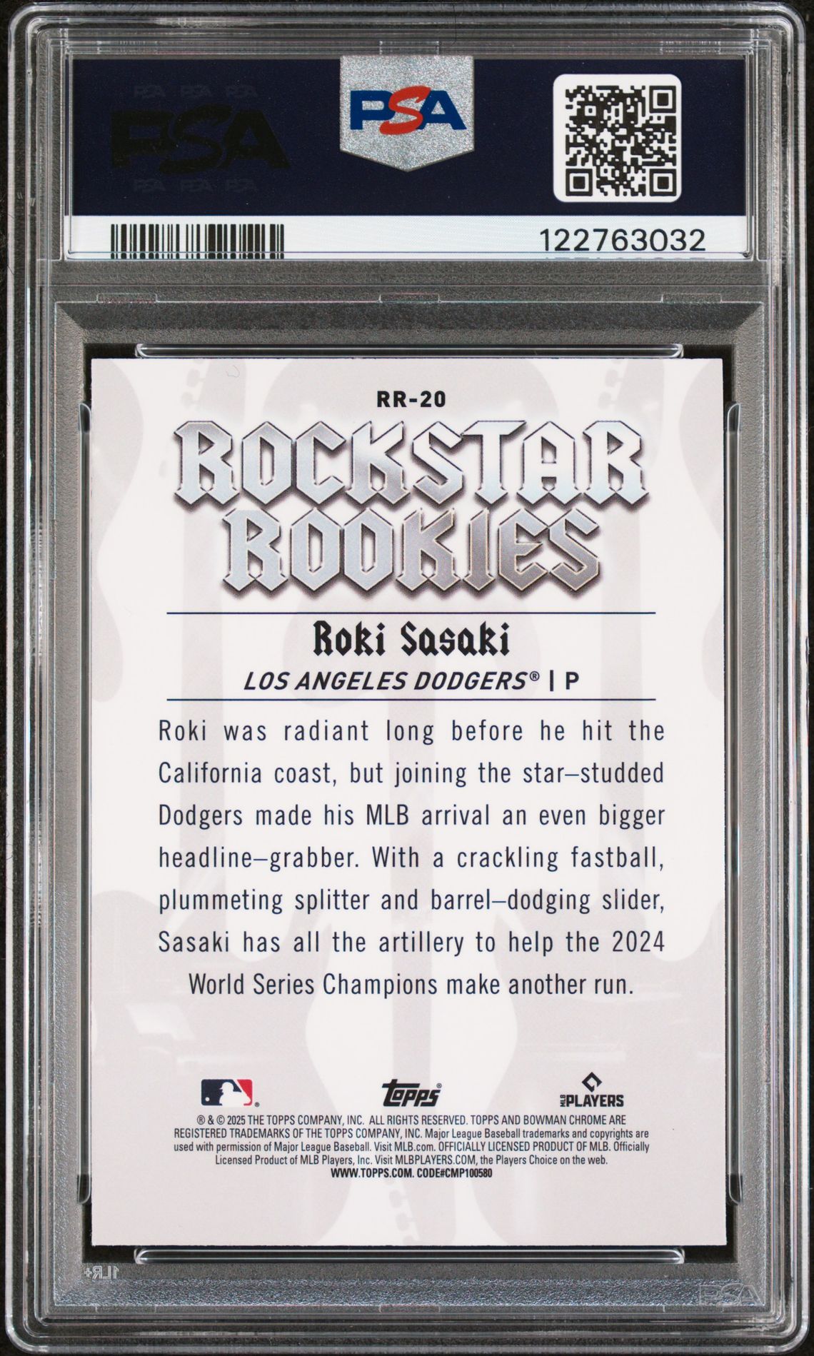 2025 Bowman Rockstar Rookies Roki Sasaki #Rr20 (Rockstar Rookies) Mint 9 back