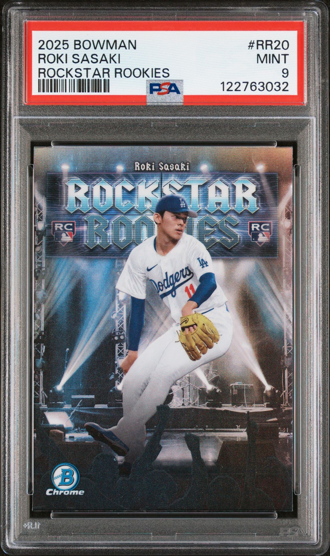 2025 Bowman Rockstar Rookies Roki Sasaki #Rr20 (Rockstar Rookies) Mint 9 front