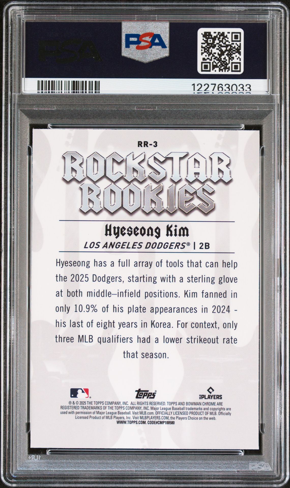 2025 Bowman Rockstar Rookies Hyeseong Kim #Rr3 (Rockstar Rookies) Gem Mt 10 back