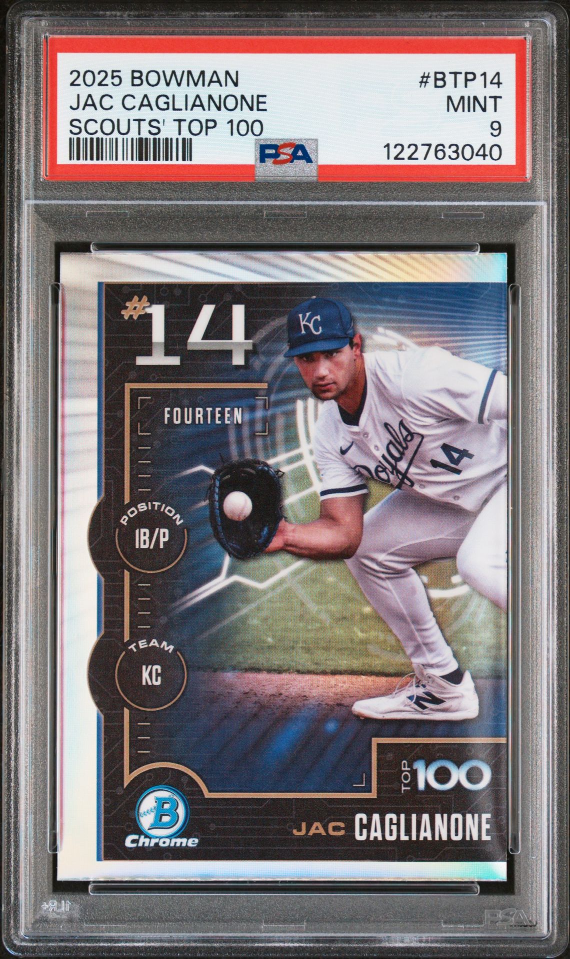 2025 Bowman Scouts' Top 100 Jac Caglianone #Btp14 Mint 9 front