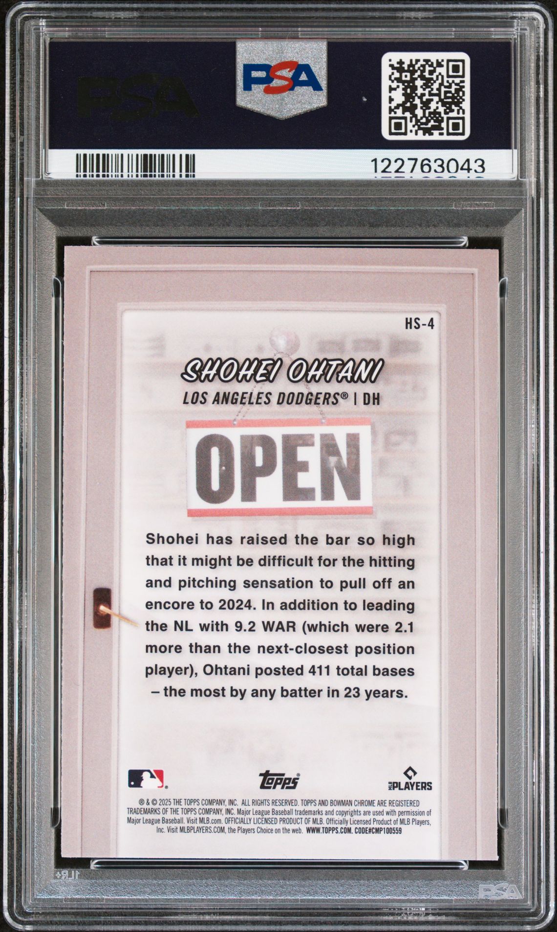 2025 Bowman Hobby Stars Shohei Ohtani #Hs4 Gem Mt 10 back