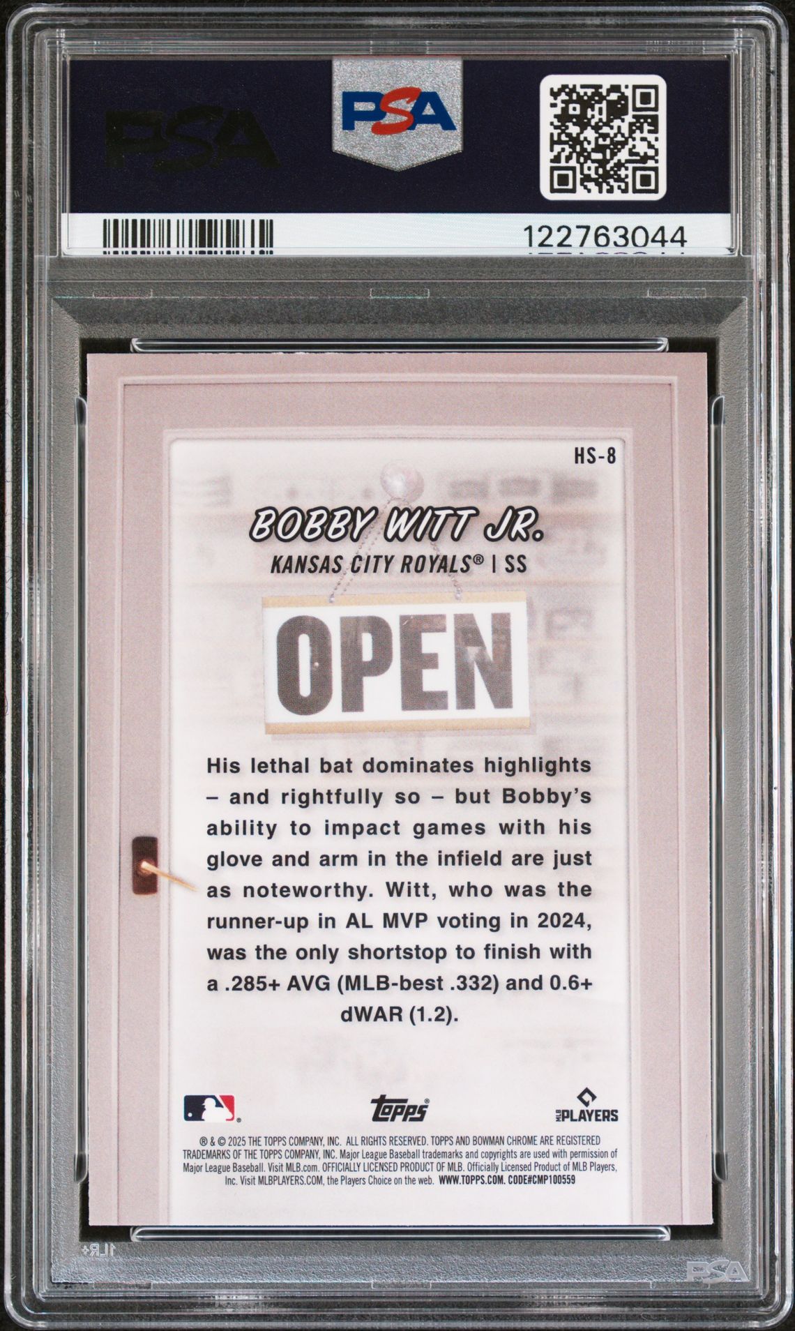 2025 Bowman Hobby Stars Bobby Witt Jr. #Hs8 Gem Mt 10 back