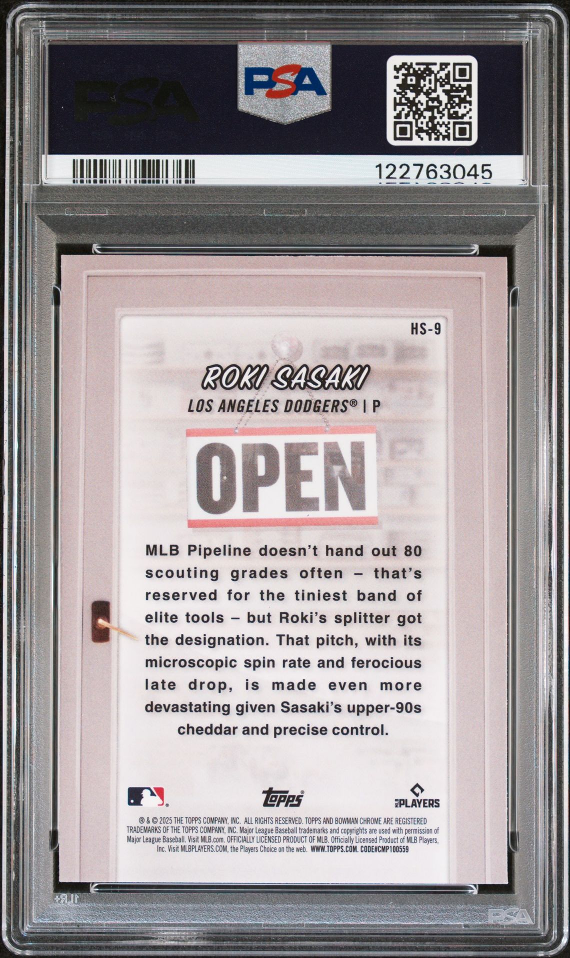 2025 Bowman Hobby Stars Roki Sasaki #Hs9 Gem Mt 10 back