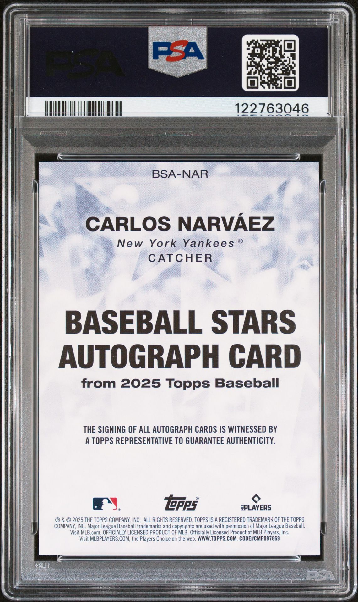 2025 Topps Baseball Stars Autographs Carlos Narvaez #Bsanar Mint 9 back