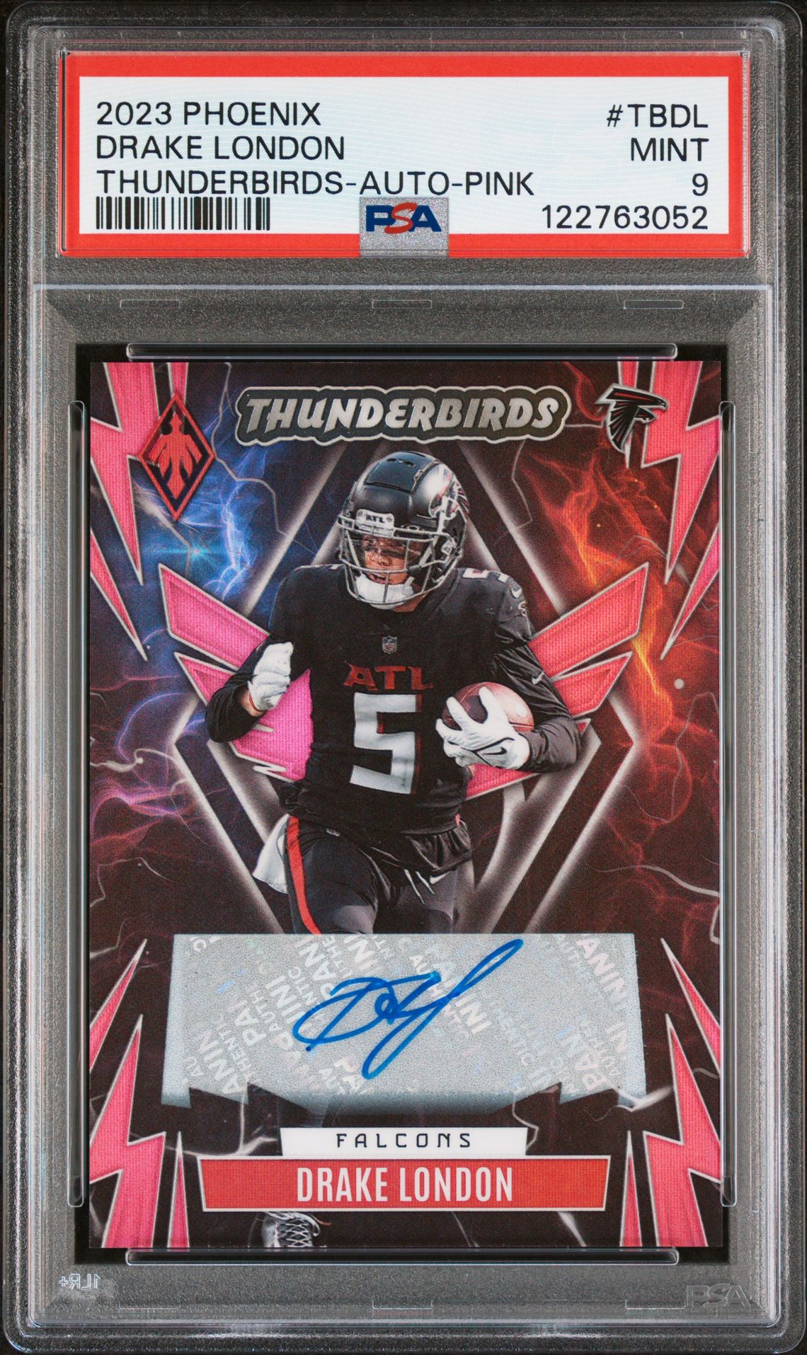 2023 Panini Phoenix Thunderbirds Drake London #Tbdl (Thunderbirds-Auto-Pink) Mint 9 front