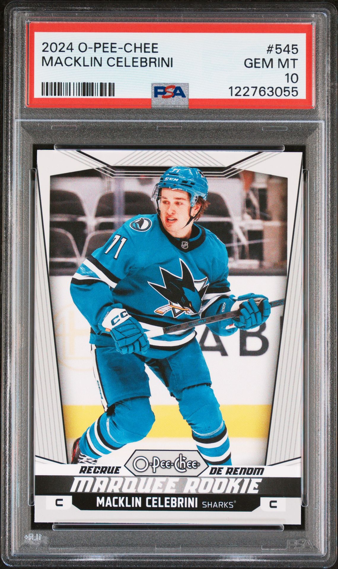 2024 Upper Deck O-Pee-Chee Macklin Celebrini #545 Gem Mt 10 front