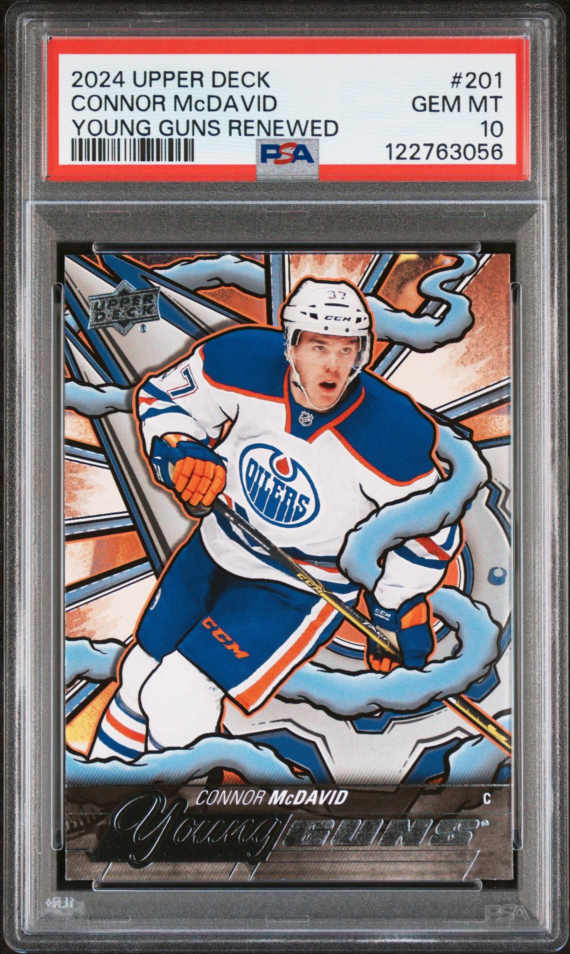2024 Upper Deck Young Guns Renewed Connor Mcdavid #201 Gem Mt 10 front