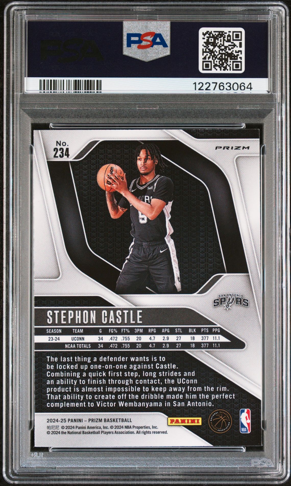 2024 Panini Prizm Stephon Castle #234 (Ice) Mint 9 back