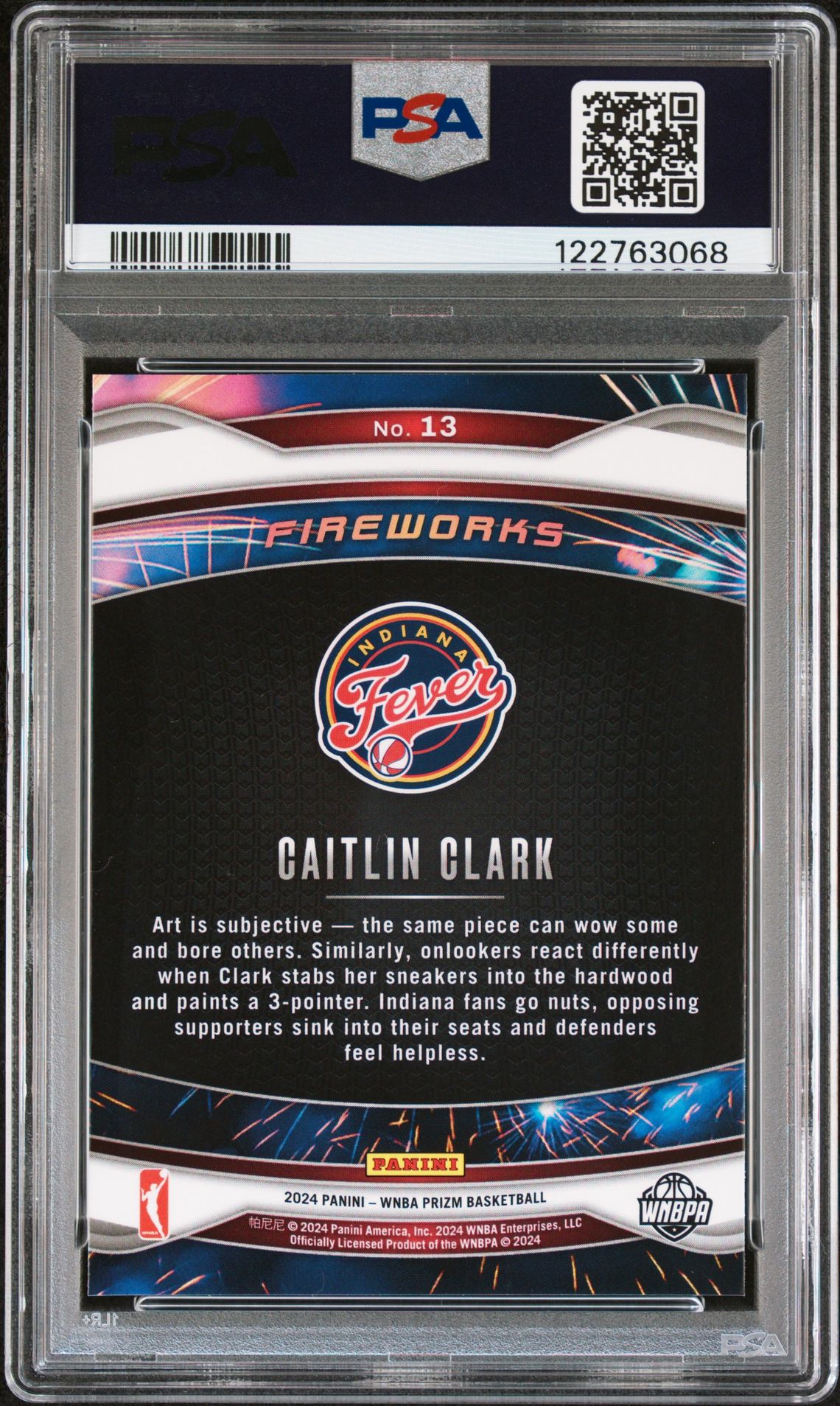 2024 Panini Prizm Wnba Fireworks Caitlin Clark #13 (Fireworks) Mint 9 back