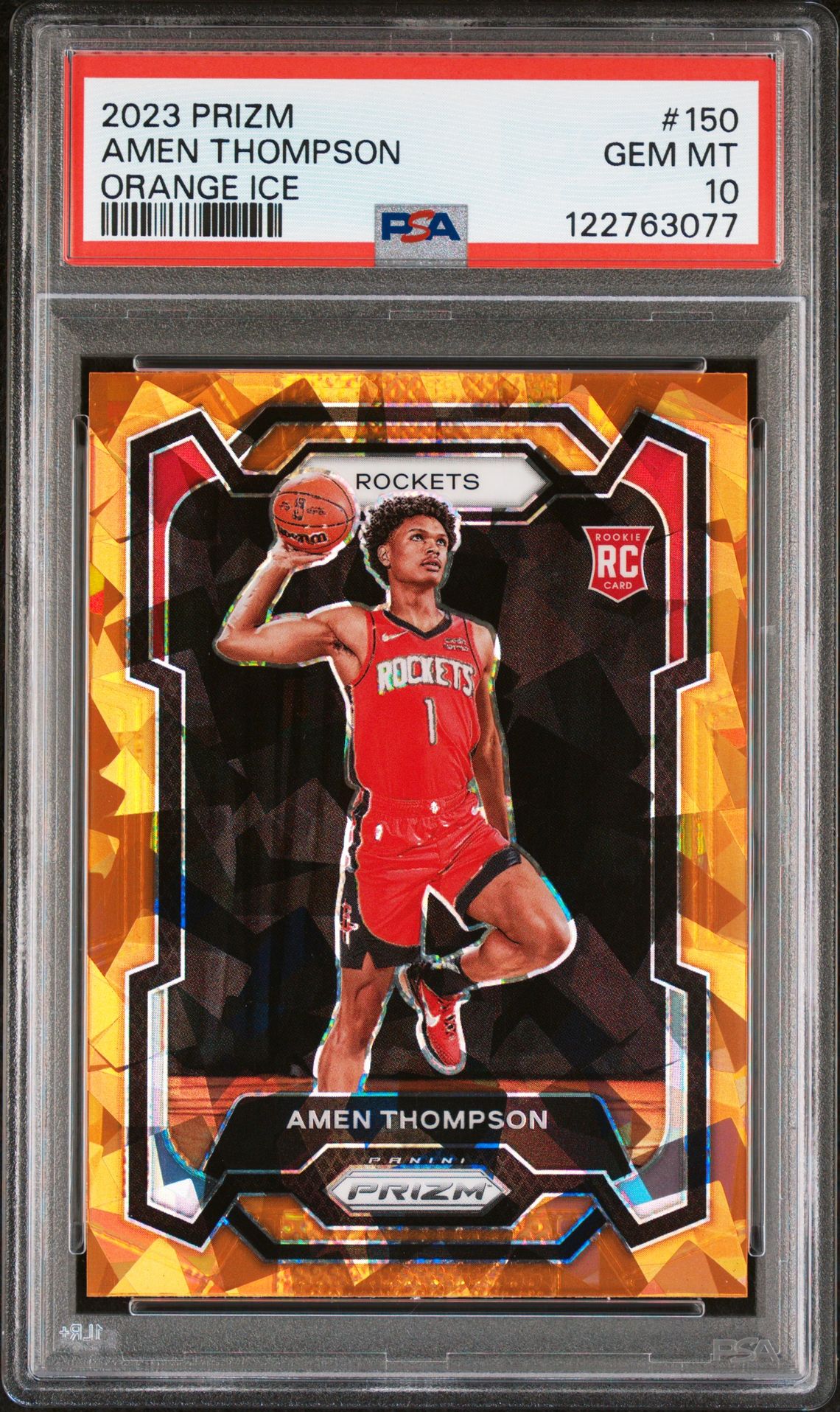 2023 Panini Prizm Amen Thompson #150 (Orange Ice) Gem Mt 10 front