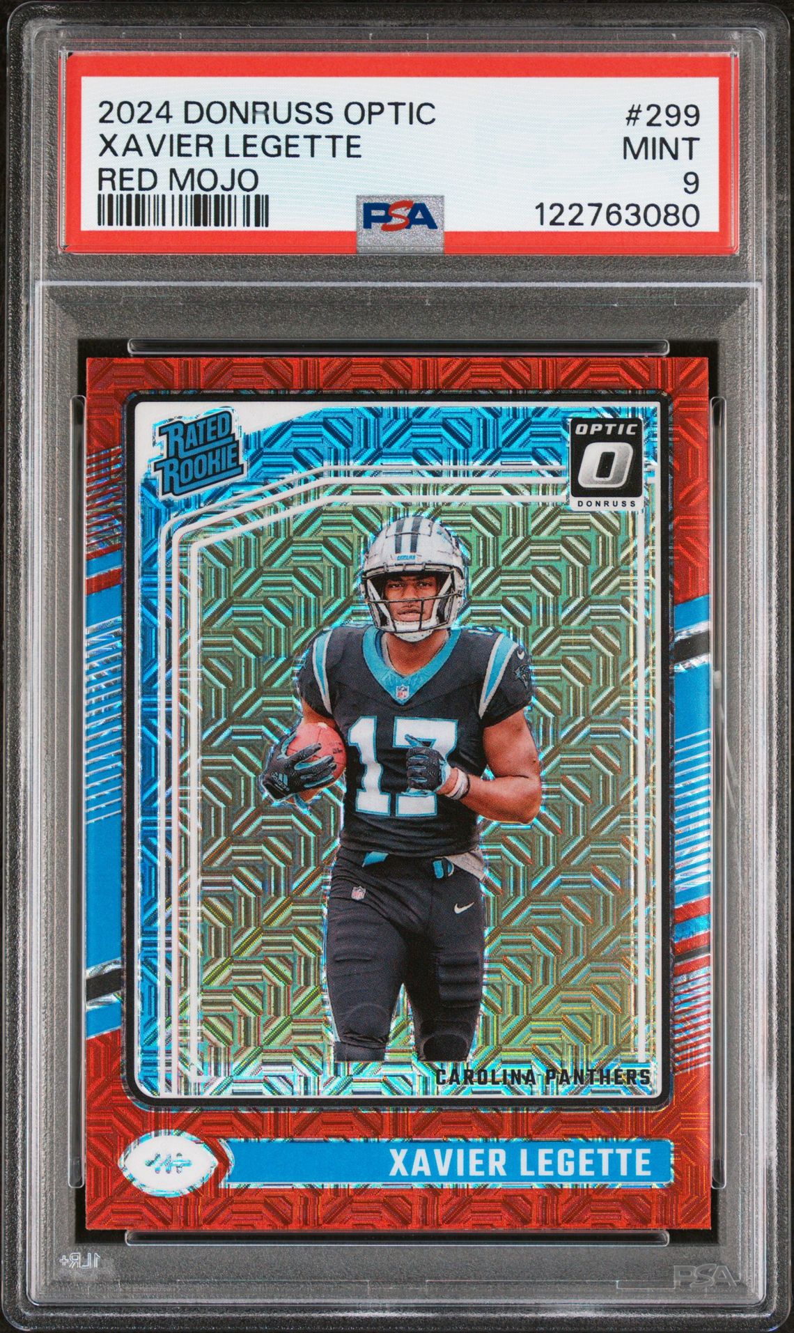 2024 Panini Donruss Optic Xavier Legette #299 (Red Mojo) Mint 9 front