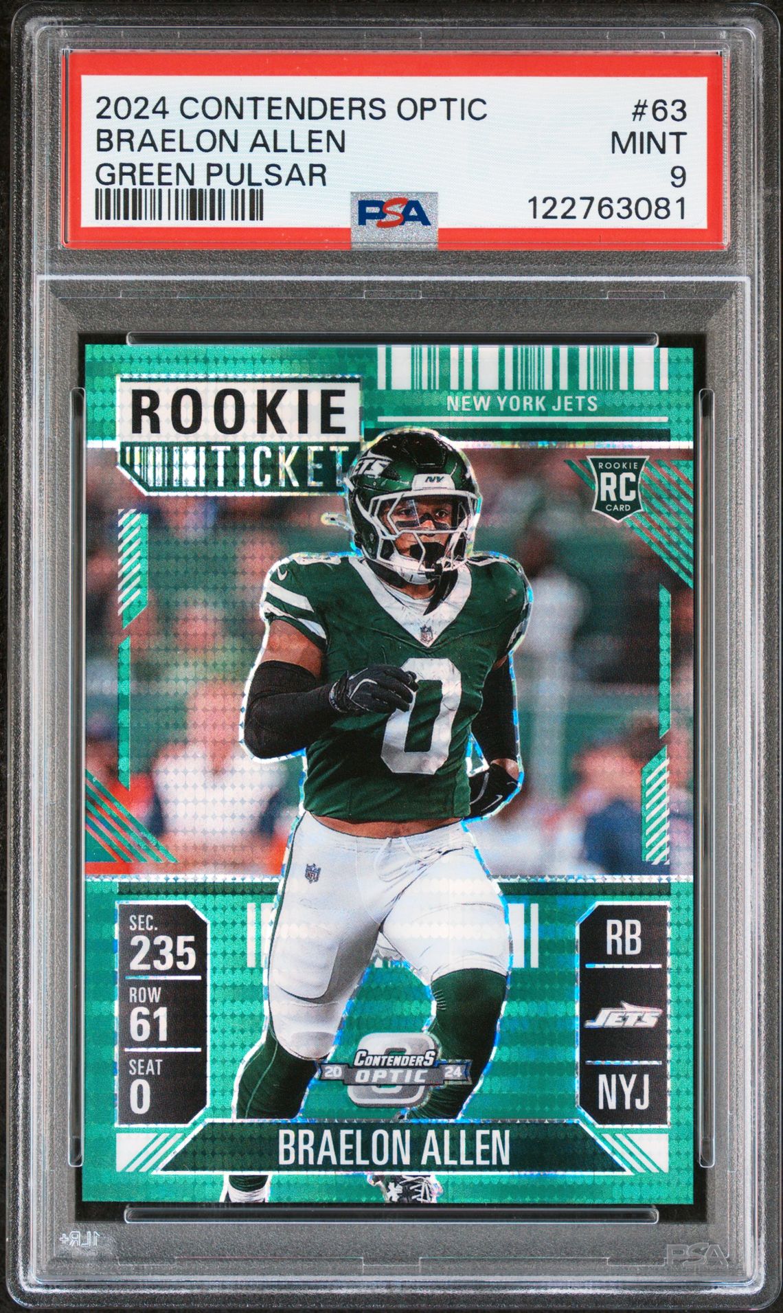 2024 Panini Contenders Optic Braelon Allen #63 (Green Pulsar) Mint 9 front