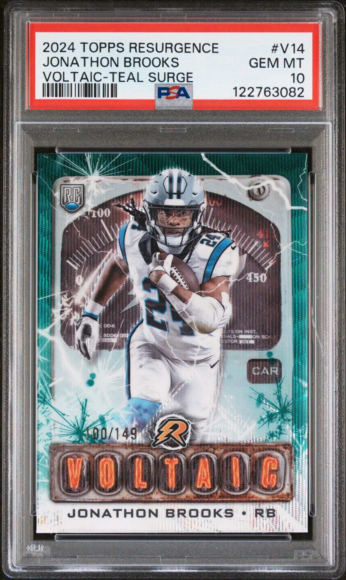2024 Topps Resurgence Voltaic Jonathon Brooks #V14 (Voltaic-Teal Surge) Gem Mt 10 front