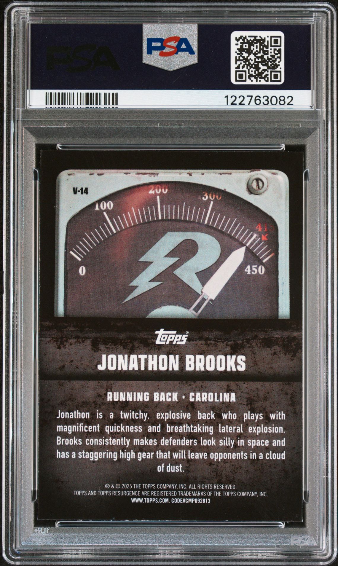 2024 Topps Resurgence Voltaic Jonathon Brooks #V14 (Voltaic-Teal Surge) Gem Mt 10 back