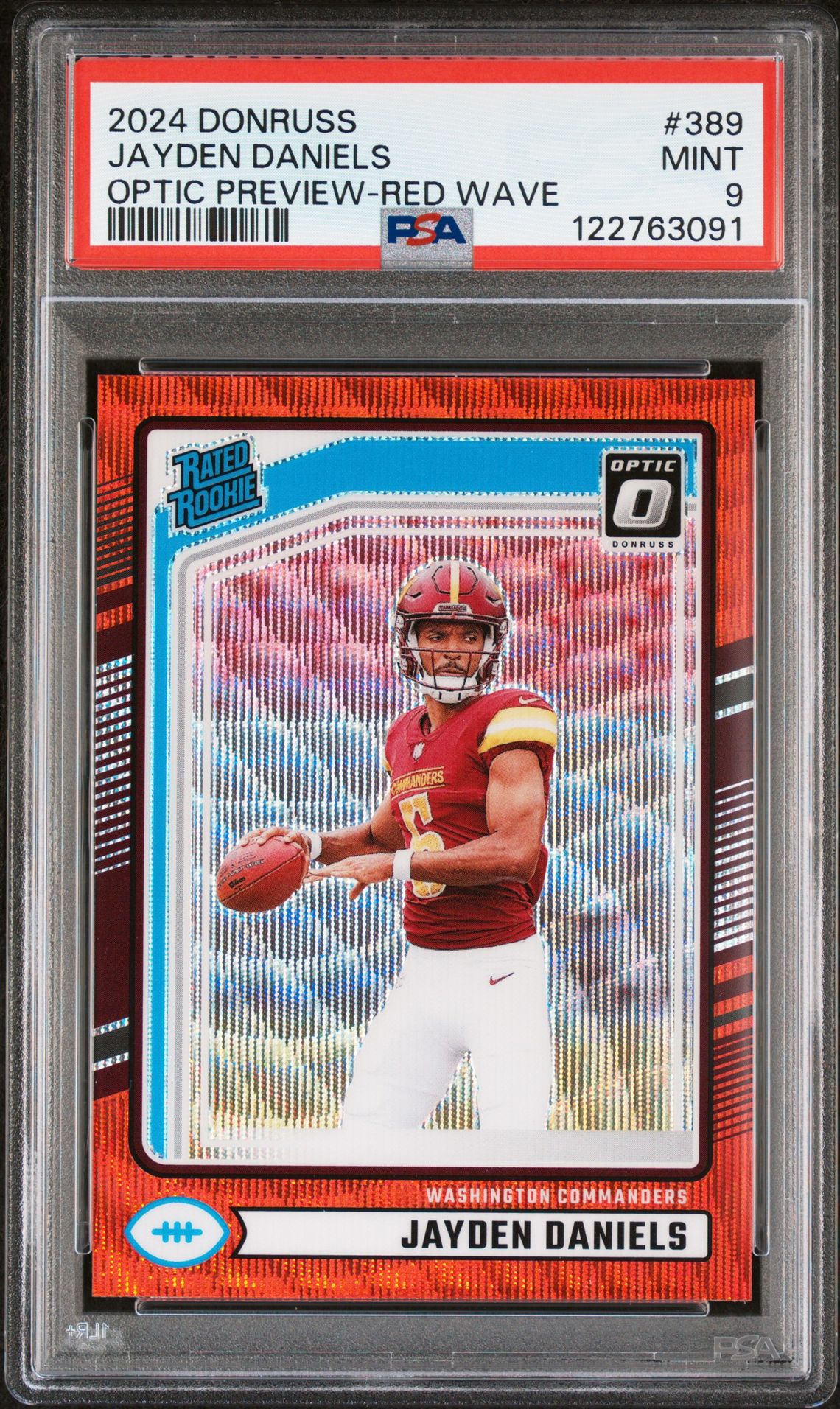 2024 Panini Donruss Jayden Daniels #389 (Optic Preview-Red Wave) Mint 9 front