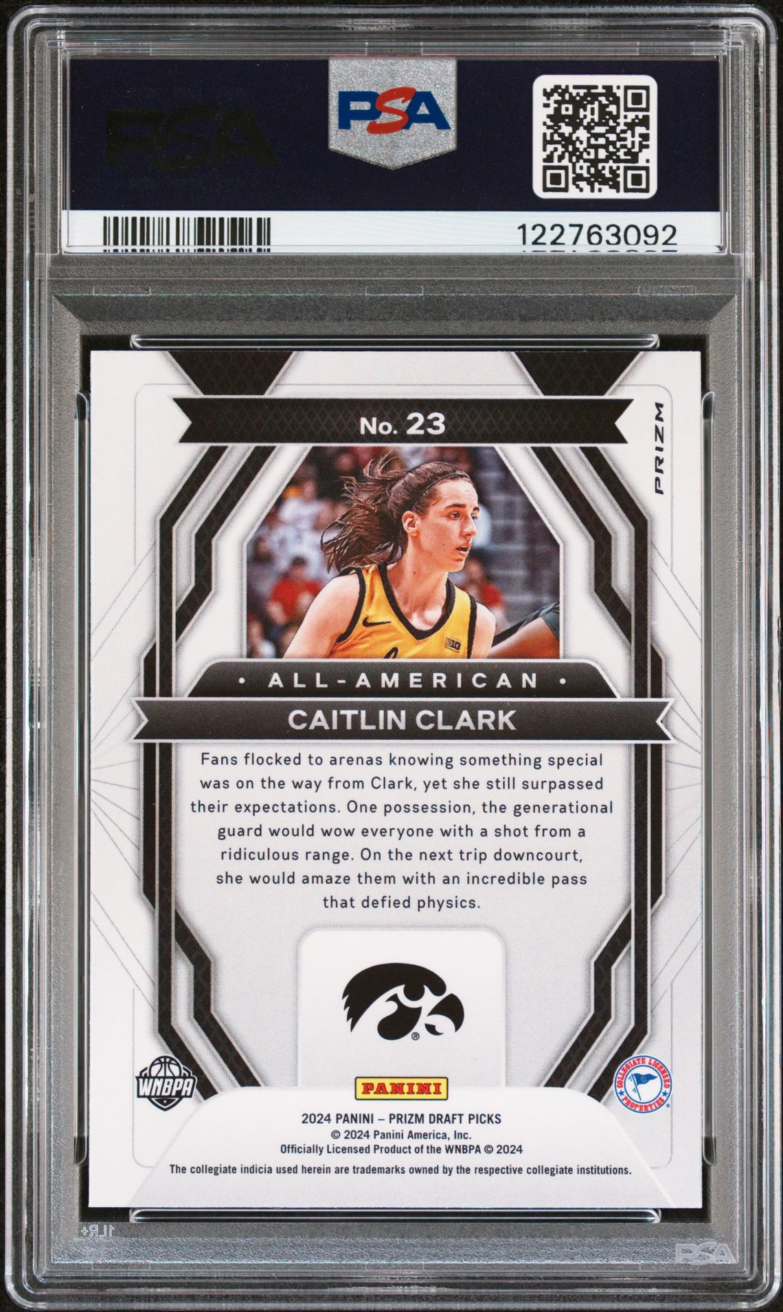 2024 Panini Prizm Draft Picks All-American Caitlin Clark #23 (All-American-Red Ice) Mint 9 back